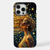 Golden stardust fashion beauty girl glow sky