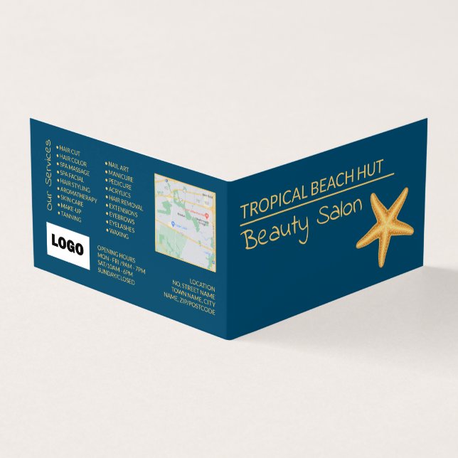 Golden Starfish, Beautician, Loyalty Card, Business Card (Outside)