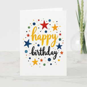Golden Starry Birthday Card