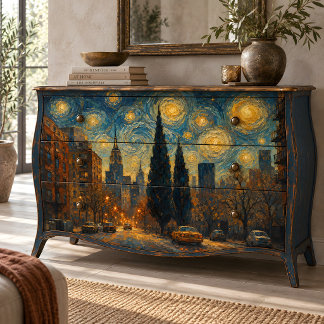 Golden Starry Night City Tissue Paper
