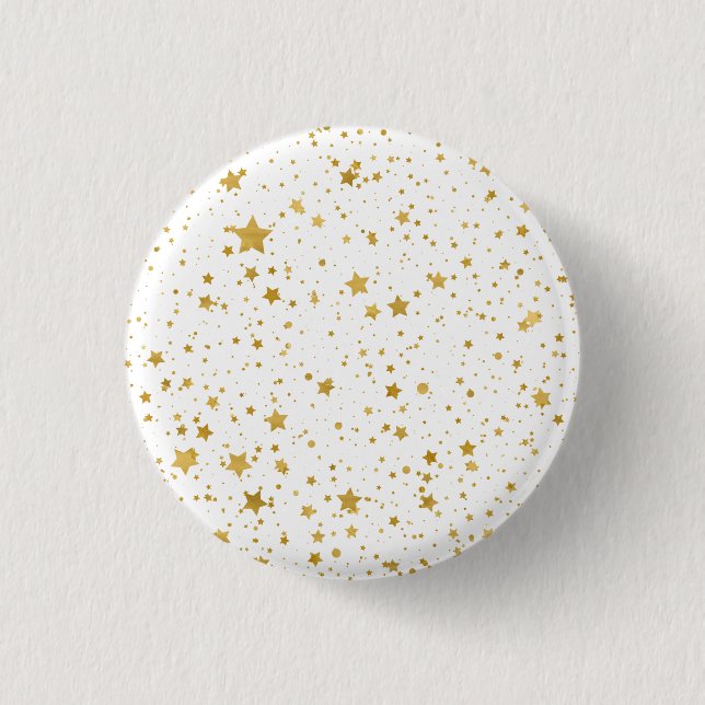 Golden Stars2 -Pure White- 3 Cm Round Badge (Front)