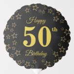 Golden Stars 50th 60th 70th 80th Birthday Balloon<br><div class="desc">Elegant golden stars and 50th 60th 70th 80th calligraphy birthday balloon. Happy Birthday text can be personalised.</div>