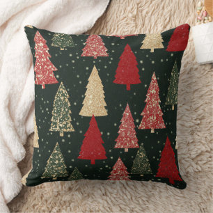 Golden Stars and Christmas Trees (2) Cushion