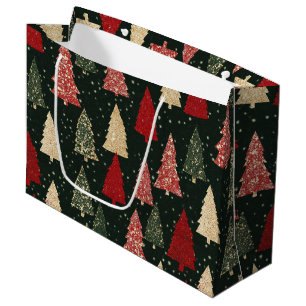 Golden Stars and Christmas Trees (2) Large Gift Bag