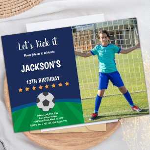 Golden Stars  Ball Soccer Birthday Invitations pho