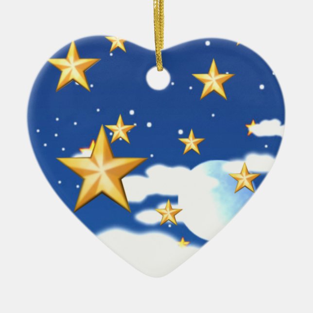 Golden Stars- Ceramic Tree Decoration (Front)