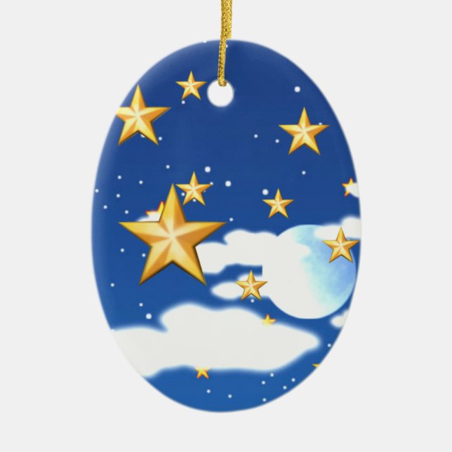 Golden Stars- Ceramic Tree Decoration (Front)