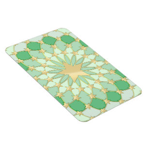 Golden stars expanding circles on pastel green magnet