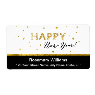 Golden Stars - Happy New Year Shipping Labels