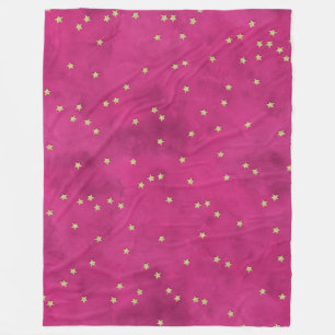 Golden Stars in Pink Background Fleece Blanket