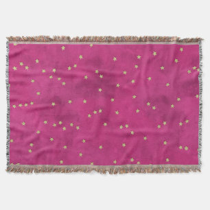 Golden Stars in Pink Background Throw Blanket