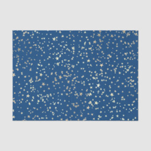 golden stars on blue background tissue paper