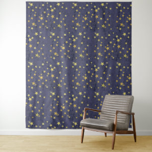 Golden Stars on Blue (or Green or Red) Tapestry