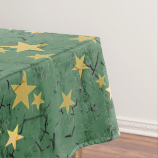 Golden Stars on Green Tablecloth