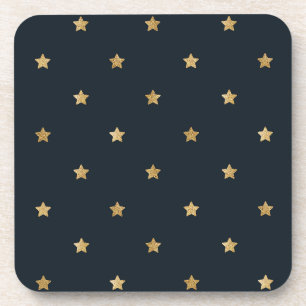 Golden Stars on Midnight Black Coaster