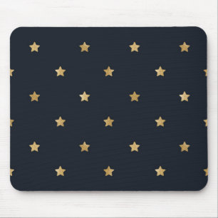 Golden Stars on Midnight Black Mouse Mat