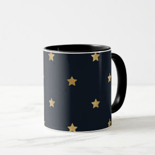 Golden stars on midnight black mug