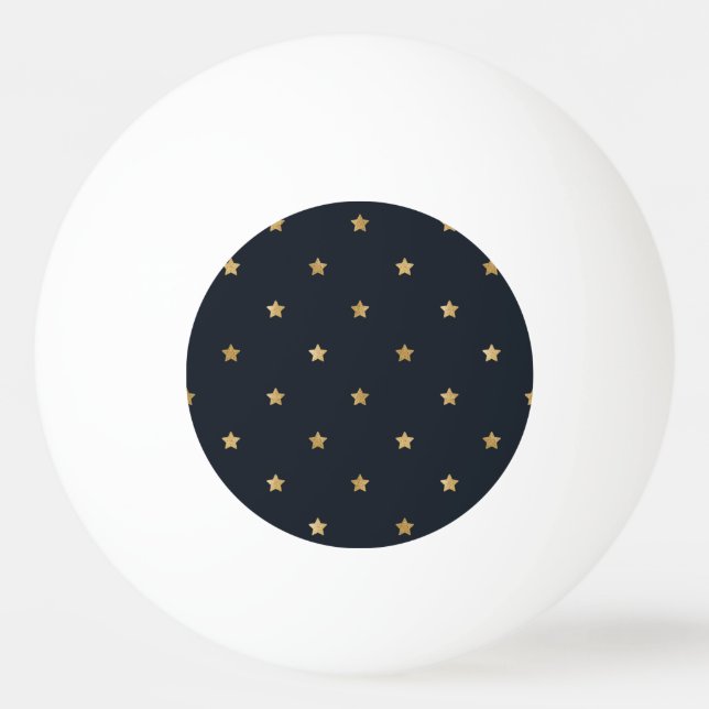 Golden Stars on Midnight Black Ping Pong Ball (Front)