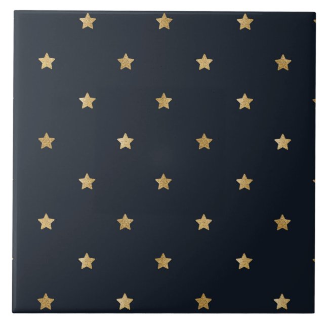 Golden stars on midnight black tile (Front)