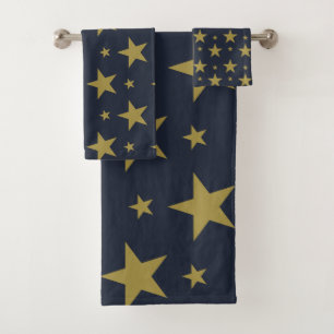 Golden Stars on Navy Blue – Elegant and Timeless Bath Towel Set
