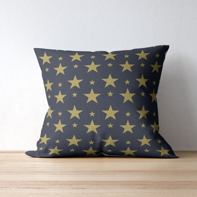 Golden Stars on Navy Blue – Elegant and Timeless Cushion (Creator Uploaded)