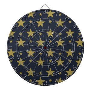 Golden Stars on Navy Blue – Elegant and Timeless Dartboard