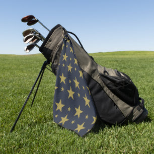 Golden Stars on Navy Blue – Elegant and Timeless Golf Towel