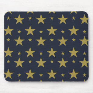 Golden Stars on Navy Blue – Elegant and Timeless Mouse Mat