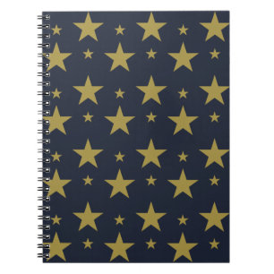 Golden Stars on Navy Blue – Elegant and Timeless Notebook
