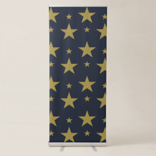 Golden Stars on Navy Blue – Elegant and Timeless Retractable Banner