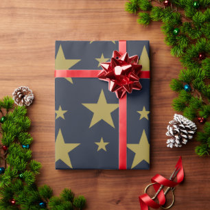 Golden Stars on Navy Blue – Elegant and Timeless Wrapping Paper