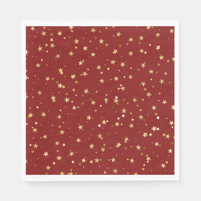 Golden stars on red background napkin (Front)