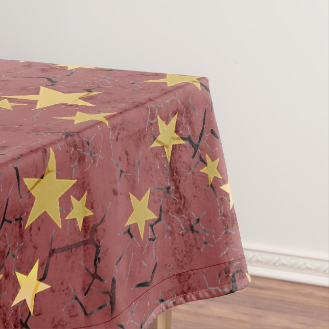 Golden Stars on Red Tablecloth (In Situ)