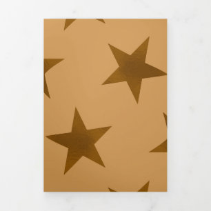Golden Stars Pattern 14 Tri-Fold Holiday Card