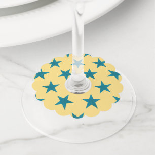 Golden Stars Pattern 18 Wine Glass Tag
