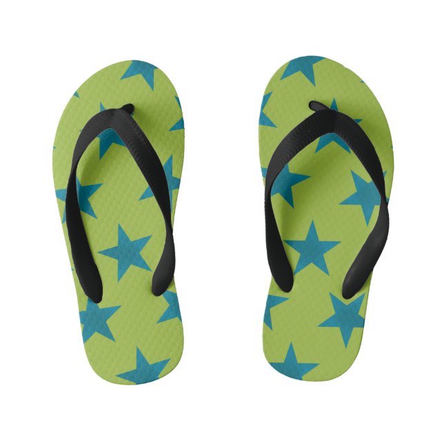 Golden Stars Pattern 20 Kid's Flip Flops (Footbed)