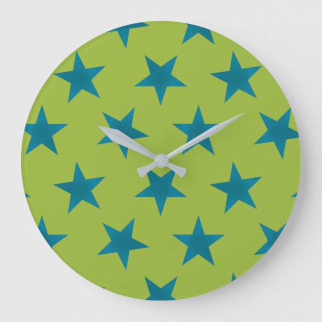Golden Stars Pattern 20 Large Clock (Front)