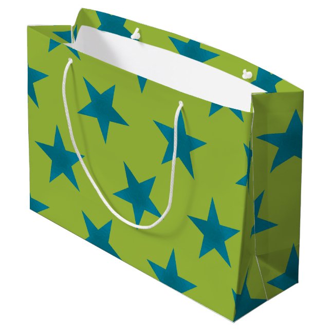 Golden Stars Pattern 20 Large Gift Bag (Back Angled)