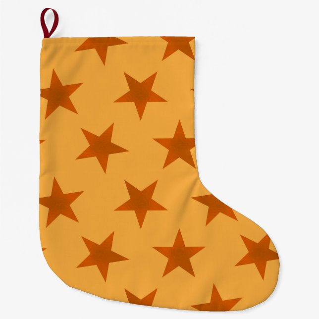 Golden Stars Pattern 2 Large Christmas Stocking (Front)