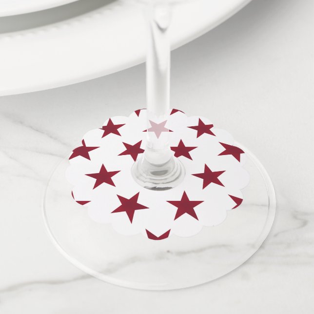 Golden Stars Pattern 7 Wine Glass Tag (Close Up)