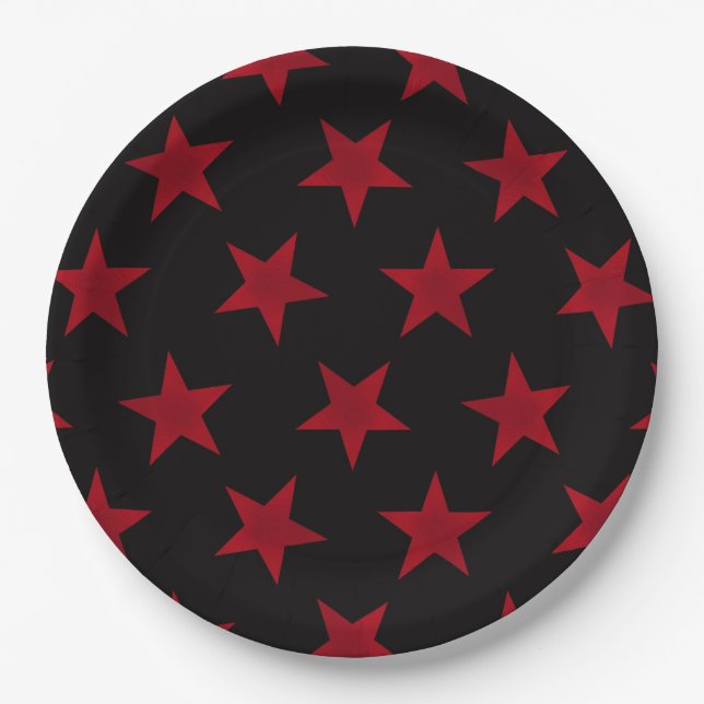 Golden Stars Pattern 8 Paper Plate (Front)