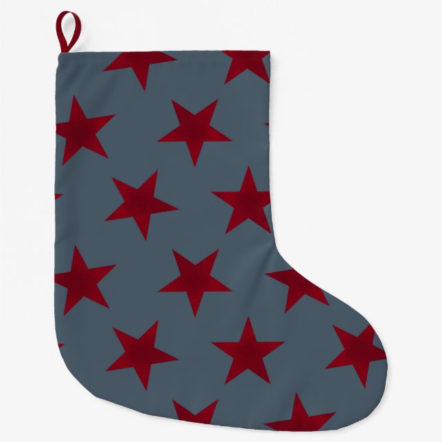 Golden Stars Pattern 9 Large Christmas Stocking (Front)