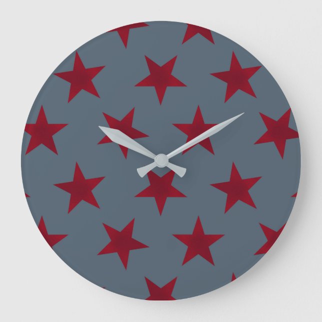 Golden Stars Pattern 9 Large Clock (Front)