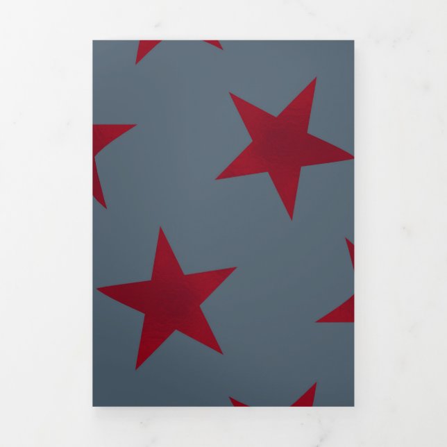 Golden Stars Pattern 9 Tri-Fold Holiday Card (Cover)