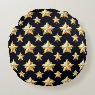 Golden stars pattern round cushion
