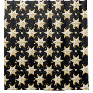 Golden stars pattern shower curtain
