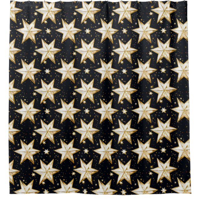 Golden stars pattern shower curtain (Front)