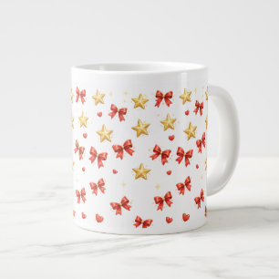 Golden Stars & Red Bows Christmas Mug