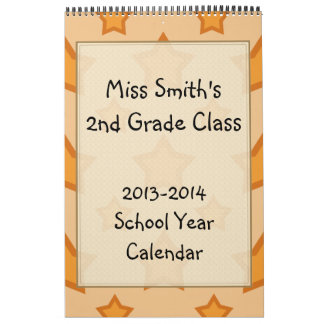 Golden Stars School Year Calendar with lined pages