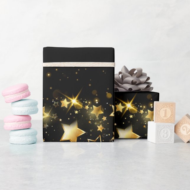  Golden stars shiny WRAPPING PAPER (Baby Shower)